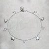 Tobillera de Dije 03.409.0049.10 Plata Rodinada, Diseño de Elefante, Pulido, Tono Plateado (Grosor 02 MM, 10 Pulgadas de Largo)