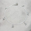Tobillera de Dije 03.409.0053.10 Plata Rodinada, Diseño de Delfín, Pulido, Tono Plateado (Grosor 01 MM, 10 Pulgadas de Largo)
