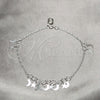 Tobillera de Dije 03.409.0055.10 Plata Rodinada, Diseño de Estrella y Luna, Pulido, Tono Plateado (Grosor 01 MM, 10 Pulgadas de Largo)