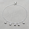 Tobillera de Dije 03.409.0056.10 Plata Rodinada, Diseño de Estrella, Pulido, Tono Plateado (Grosor 01 MM, 10 Pulgadas de Largo)