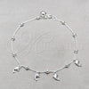 Tobillera de Dije 03.409.0060.10 Plata Rodinada, Diseño de Delfín y Bola, Pulido, Tono Plateado (Grosor 01 MM, 10 Pulgadas de Largo)