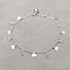 Tobillera de Dije 03.409.0062.10 Plata Rodinada, Diseño de Elefante, Pulido, Tono Plateado (Grosor 01 MM, 10 Pulgadas de Largo)