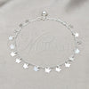 Tobillera de Dije 03.409.0067.10 Plata Rodinada, Diseño de Mariposa, Pulido, Tono Plateado (Grosor 01 MM, 10 Pulgadas de Largo)
