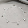 Tobillera de Dije 03.409.0071.10 Plata Rodinada, Diseño de Gota, Pulido, Tono Plateado (Grosor 01 MM, 10 Pulgadas de Largo)
