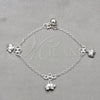 Pulsera de Dije 03.409.0076.08 Plata Rodinada, Diseño de Elefante, Pulido, Tono Plateado (Grosor 01 MM, 8 Pulgadas de Largo)