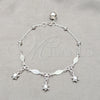 Pulsera de Dije 03.409.0079.08 Plata Rodinada, Diseño de Tortuga y Diamante, Pulido, Tono Plateado (Grosor 01 MM, 8 Pulgadas de Largo)
