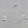 Pulsera de Dije 03.409.0082.08 Plata Rodinada, Diseño de Concha, Pulido, Tono Plateado (Grosor 01 MM, 8 Pulgadas de Largo)