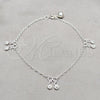 Tobillera de Dije 03.409.0086.10 Plata Rodinada, Diseño de Sol, Pulido, Tono Plateado (Grosor 01 MM, 10 Pulgadas de Largo)