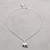 Tobillera de Dije 03.409.0087.10 Plata Rodinada, Diseño de Bola y Elefante, Pulido, Tono Plateado (Grosor 01 MM, 10 Pulgadas de Largo)