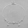 Tobillera de Dije 03.409.0088.10 Plata Rodinada, Diseño de Sol, Pulido, Tono Plateado (Grosor 01 MM, 10 Pulgadas de Largo)