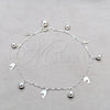 Tobillera de Dije 03.409.0089.10 Plata Rodinada, Diseño de Delfín y Bola, Pulido, Tono Plateado (Grosor 01 MM, 10 Pulgadas de Largo)