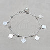Pulsera de Dije 03.409.0098.08 Plata Rodinada, Diseño de Bola, Pulido, Tono Plateado (Grosor 01 MM, 8 Pulgadas de Largo)