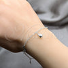 Pulsera de Dije 03.409.0099.08 Plata Rodinada, Diseño de Tortuga y Luna, Pulido, Tono Plateado (Grosor 01 MM, 8 Pulgadas de Largo)