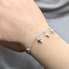 Pulsera de Dije 03.409.0100.08 Plata Rodinada, Diseño de Uva, Pulido, Tono Plateado (Grosor 01 MM, 8 Pulgadas de Largo)