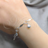 Pulsera de Dije 03.409.0101.08 Plata Rodinada, Diseño de Concha, Pulido, Tono Plateado (Grosor 01 MM, 8 Pulgadas de Largo)