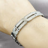 Pulsera Solida 03.114.0283.2.08 Acero Inoxidable, Diseño de Llave Griega, Pulido, Dos Tonos (12 MM Thickness, 8 Inches Length)