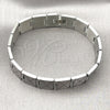 Pulsera Solida 03.114.0305.09 Acero Inoxidable, Pulido, Tono Plateado (14 MM Thickness, 9 Inches Length)