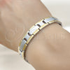 Pulsera Solida 03.114.0393.08 Acero Inoxidable, Pulido, Dos Tonos (12 MM Thickness, 8 Inches Length)