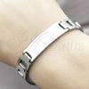 Pulsera Solida 03.114.0394.1.08 Acero Inoxidable, Pulido, Tono Plateado (12 MM Thickness, 8 Inches Length)