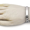Pulsera Solida 03.114.0407.08 Acero Inoxidable, Pulido, Tono Plateado (09 MM Thickness, 8 Inches Length)