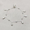 Pulsera de Dije 03.409.0110.08 Plata Rodinada, Diseño de Gota, Pulido, Tono Plateado (Grosor 01 MM, 8 Pulgadas de Largo)