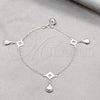 Pulsera de Dije 03.409.0111.08 Plata Rodinada, Diseño de Concha, Pulido, Tono Plateado (Grosor 01 MM, 8 Pulgadas de Largo)