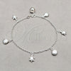 Pulsera de Dije 03.409.0114.08 Plata Rodinada, Diseño de Tortuga y Concha, Pulido, Tono Plateado (Grosor 01 MM, 8 Pulgadas de Largo)