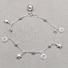 Pulsera de Dije 03.409.0117.08 Plata Rodinada, Diseño de Tortuga y Bola, Pulido, Tono Plateado (Grosor 01 MM, 8 Pulgadas de Largo)