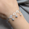Pulsera de Dije 03.409.0120.08 Plata Rodinada, Diseño de Concha y Corazón, Pulido, Tono Plateado (Grosor 01 MM, 8 Pulgadas de Largo)