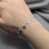 Pulsera de Dije 03.409.0124.07 Plata Rodinada, Diseño de Estrella, Pulido, Tono Plateado (Grosor 01 MM, 7 Pulgadas de Largo)