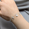 Pulsera de Dije 03.409.0125.07 Plata Rodinada, Diseño de Concha y Delfín, Pulido, Tono Plateado (Grosor 01 MM, 7 Pulgadas de Largo)