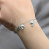 Pulsera de Dije 03.409.0127.07 Plata Rodinada, Diseño de Delfín y Corazón, Pulido, Tono Plateado (Grosor 01 MM, 7 Pulgadas de Largo)