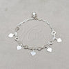 Pulsera de Dije 03.409.0132.07 Plata Rodinada, Diseño de Corazón, Pulido, Tono Plateado (Grosor 01 MM, 7 Pulgadas de Largo)