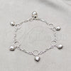 Pulsera de Dije 03.409.0140.07 Plata Rodinada, Diseño de Corazón, Pulido, Tono Plateado (Grosor 01 MM, 7 Pulgadas de Largo)