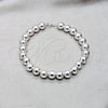 Pulsera Elegante 03.409.0143.08 Plata Rodinada, Diseño de Bola, Pulido, Tono Plateado (Grosor 08 MM, 8 Pulgadas de Largo)