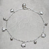 Tobillera de Dije 03.409.0145.10 Plata Rodinada, Diseño de Elefante y Bola, Pulido, Tono Plateado (Grosor 03 MM, 10 Pulgadas de Largo)