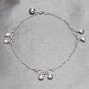 Tobillera de Dije 03.409.0147.10 Plata Rodinada, Diseño de Concha, Pulido, Tono Plateado (Grosor 03 MM, 10 Pulgadas de Largo)