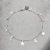 Tobillera de Dije 03.409.0151.10 Plata Rodinada, Diseño de Luna y Estrella, Pulido, Tono Plateado (Grosor 03 MM, 10 Pulgadas de Largo)
