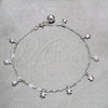 Tobillera de Dije 03.409.0152.10 Plata Rodinada, Diseño de Tortuga, Pulido, Tono Plateado (Grosor 03 MM, 10 Pulgadas de Largo)