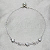 Tobillera de Dije 03.409.0155.10 Plata Rodinada, Diseño de Corazón y Sol, Pulido, Tono Plateado (Grosor 03 MM, 10 Pulgadas de Largo)