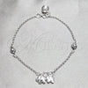 Pulsera de Dije 03.409.0159.07 Plata Rodinada, Diseño de Elefante y Sol, Pulido, Tono Plateado (Grosor 03 MM, 7 Pulgadas de Largo)