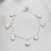 Pulsera de Dije 03.409.0161.07 Plata Rodinada, Diseño de Elefante, Pulido, Tono Plateado (Grosor 03 MM, 7 Pulgadas de Largo)