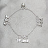 Pulsera de Dije 03.409.0164.07 Plata Rodinada, Diseño de Mariposa y Estrella, Pulido, Tono Plateado (Grosor 03 MM, 7 Pulgadas de Largo)
