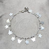 Pulsera de Dije 03.409.0184.07 Plata Rodinada, Diseño de Mariposa y Flor, Pulido, Tono Plateado (Grosor 03 MM, 7 Pulgadas de Largo)