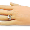 Anillo de Boda 01.284.0096 Oro Laminado, Diseño de Cluster, con Blanca Zirconia Cubica and Blanca Micro Pave, Pulido, Tono Dorado (One size fits all)