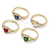 Anillo Multi Piedra 01.284.0100.1 Oro Laminado, Diseño de Cluster, con Verde Zirconia Cubica and Blanca Micro Pave, Pulido, Tono Dorado (One size fits all)