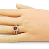 Anillo Multi Piedra 01.284.0101.2 Oro Laminado, Diseño de Cluster, con Granate Zirconia Cubica and Blanca Micro Pave, Pulido, Tono Dorado (One size fits all)