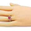 Anillo Multi Piedra 01.284.0102.2 Oro Laminado, Diseño de Cluster y Sol, con Granate and Blanca Zirconia Cubica, Pulido, Tono Dorado (One size fits all)