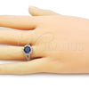 Anillo Multi Piedra 01.284.0102.3 Oro Laminado, Diseño de Cluster y Sol, con Zafiro Azul and Blanca Zirconia Cubica, Pulido, Tono Dorado (One size fits all)