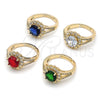 Anillo Multi Piedra 01.284.0102.3 Oro Laminado, Diseño de Cluster y Sol, con Zafiro Azul and Blanca Zirconia Cubica, Pulido, Tono Dorado (One size fits all)